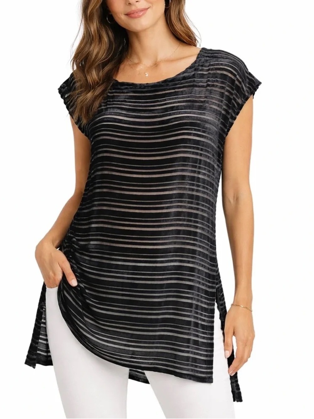 Eileen Fisher Silk Blend Burnout Top